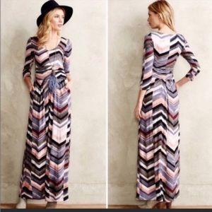 Anthropologie Multicolor Chevron Maxi Dress